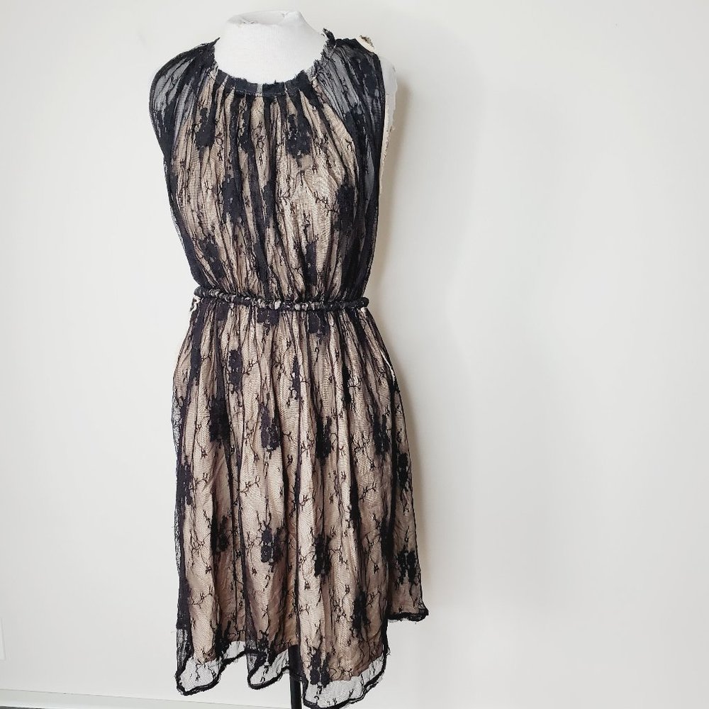 ARITIZIA WILFRED Silk Tulle Lace Cream/Black Dress - Picture 2 of 9
